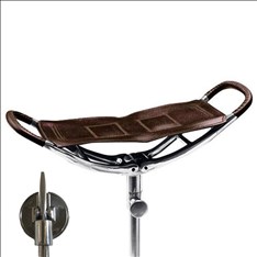 Assise extra-large. Canne de marche avec assise en cuir marron et manche noir