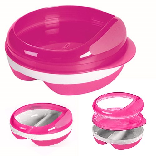 Lot De 3 Assiettes Compartimentees Roses Avec Couvercle Oxo Tot