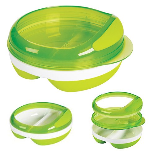 Assiette compartimentée avec couvercle verte Oxo Tot