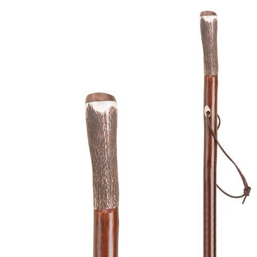 Canne De Marche En Bois Avec Pommeau - Bâton De Randonnée Occasion, Bon état Général