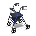 Déambulateur 4 roues compact et léger avec sac - Bleu