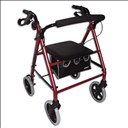 Déambulateur 4 roues compact et léger avec sac - Rouge