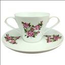 Tasse 2 anses et sous-tasse en porcelaine de Chine